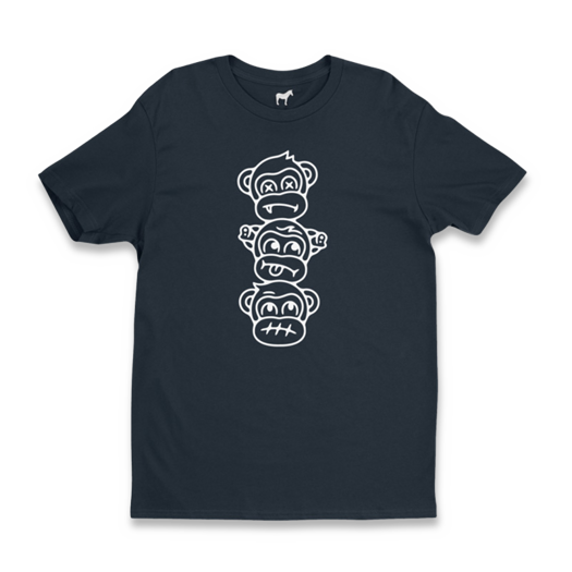Audacious Concept Three Wise Monkeys חולצת טי, כחול