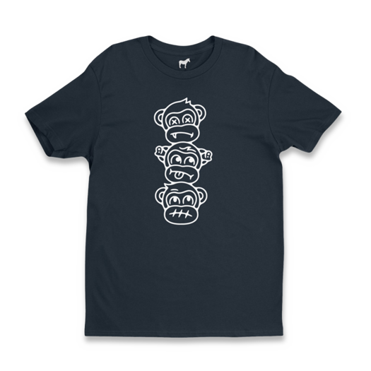 Tricou Audacious Concept Three Wise Monkeys, albastru