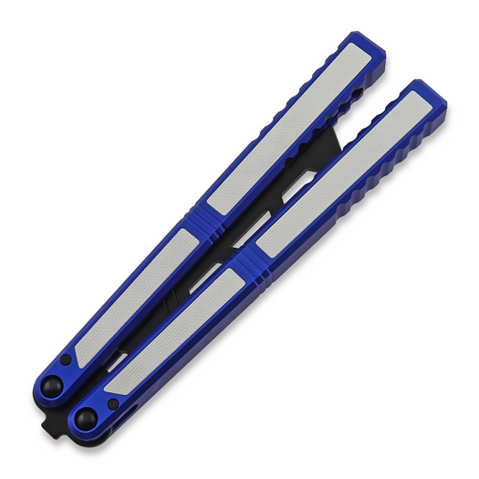 Balisong Flipping BionicOSi Blue Aluminum/White G-10 perhosveitsi harjoitteluun