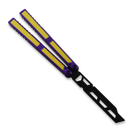 Balisong Flipping BionicOSi Purple Aluminum/Yellow G-10 perhosveitsi harjoitteluun