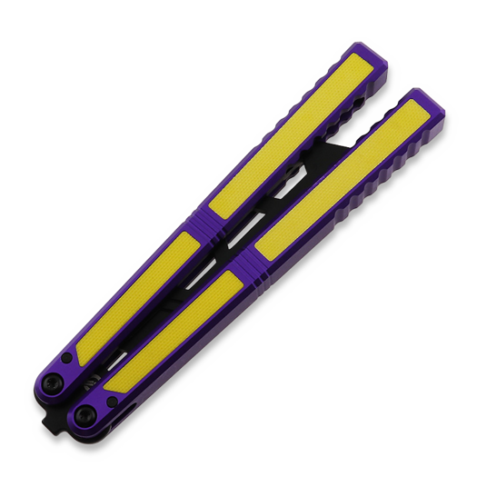 Balisong Flipping BionicOSi Purple Aluminum/Yellow G-10 perhosveitsi harjoitteluun