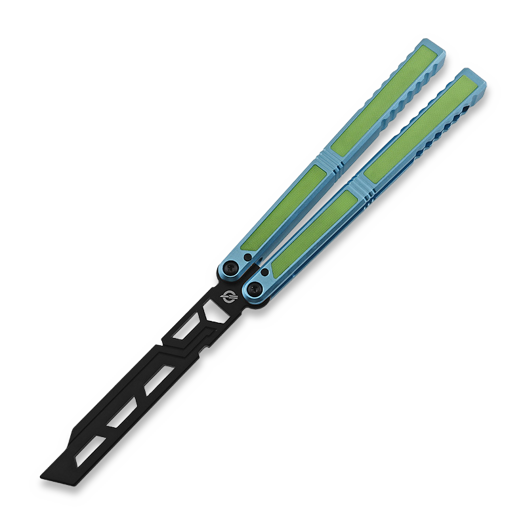 Balisong Flipping BionicOSi Teal Aluminum/Green G-10 balisong trainer