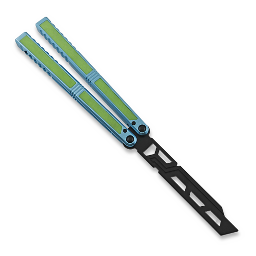 Balisong Flipping BionicOSi Teal Aluminum/Green G-10 perhosveitsi harjoitteluun