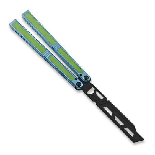 Balisong trainer Balisong Flipping BionicOSi Teal Aluminum/Green G-10