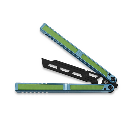 Balisong Flipping BionicOSi Teal Aluminum/Green G-10 perhosveitsi harjoitteluun