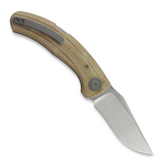 Bastards Knives Vega sulankstomas peilis, Brown Canvas Micarta