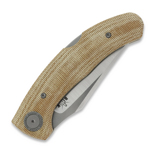 Bastards Knives Vega sulankstomas peilis, Brown Canvas Micarta