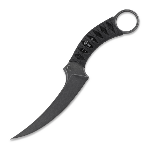 Couteau Bastinelli Fixed Mako Black Tsuka Bronze Menuki, noir