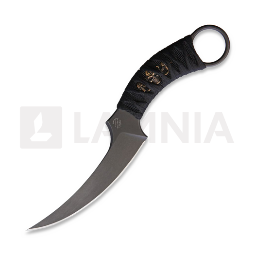 Bastinelli Fixed Mako Black Tsuka Bronze Menuki knife, black