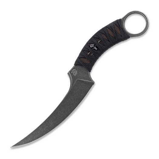 Couteau Bastinelli Fixed Mako Black Tsuka Bronze Menuki, brun