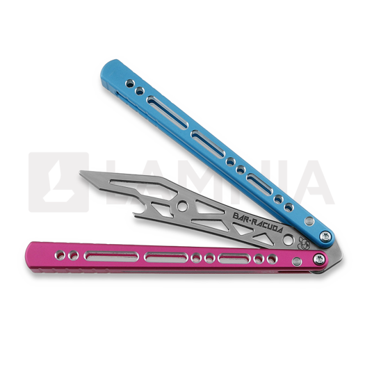 Coltello a farfalla per allenamento BBbarfly Barracuda Milled, Pink And Light Blue