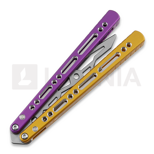 Тренировочный балисонг BBbarfly Barracuda Milled, Purple And Gold