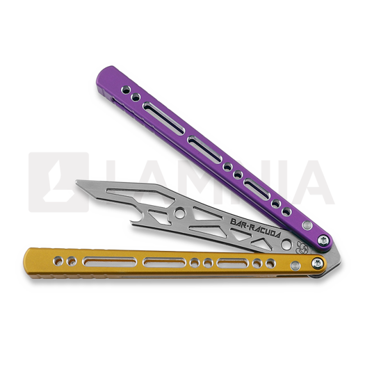 Тренировочный балисонг BBbarfly Barracuda Milled, Purple And Gold