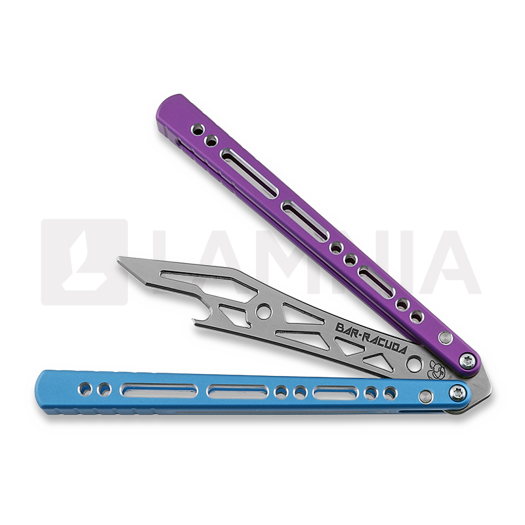 BBbarfly Barracuda Milled balisong trainer, Purple And Light Blue