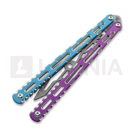 Coltello a farfalla per allenamento BBbarfly Barracuda V2, Purple And Light Blue