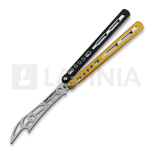 BBbarfly HS Talon Style opener V2 balisong trainer, Black And Gold