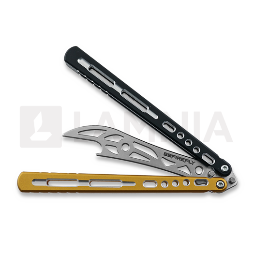 Couteau papillon d'entraînement BBbarfly HS Talon Style opener V2, Black And Gold