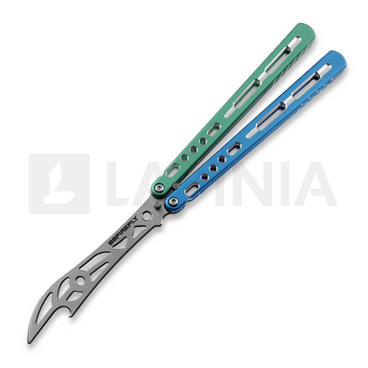 Balisong trainer BBbarfly HS Talon Style opener V2, Blue And Green