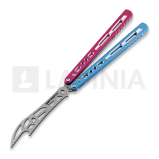 BBbarfly HS Talon Style Opener ZX-1 balisong trainer, Blue And Pink
