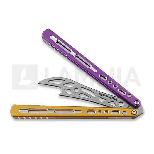 Balisong trainer BBbarfly HS Talon Style Opener ZX-1, Purple And Gold