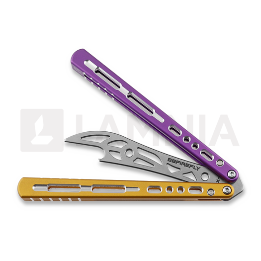 Balisong trainer BBbarfly HS Talon Style Opener ZX-1, Purple And Gold