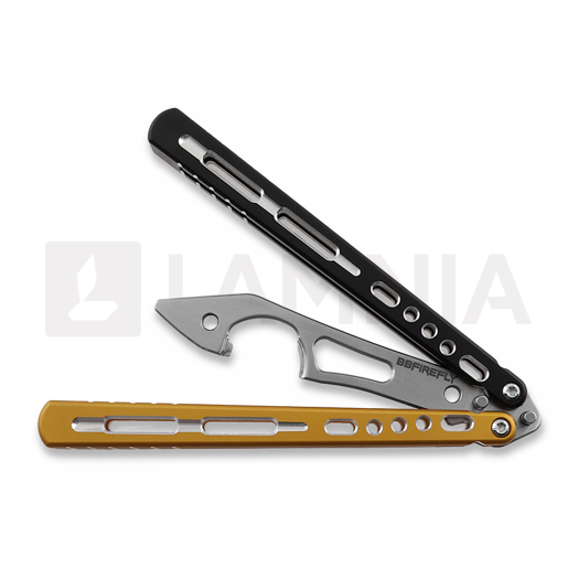 BBbarfly KS Knife Style opener V2 perhosveitsi harjoitteluun, Black And Gold