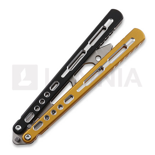 BBbarfly KS Knife Style opener V2 perhosveitsi harjoitteluun, Black And Gold