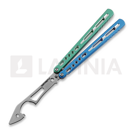 BBbarfly KS Knife Style opener V2 balisong trainer, Blue And Green