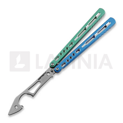 BBbarfly KS Knife Style opener V2 balisong trainer, Blue And Green