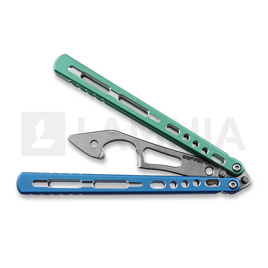 BBbarfly KS Knife Style opener V2 perhosveitsi harjoitteluun, Blue And Green