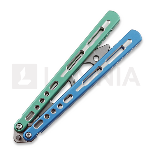 BBbarfly KS Knife Style opener V2 perhosveitsi harjoitteluun, Blue And Green