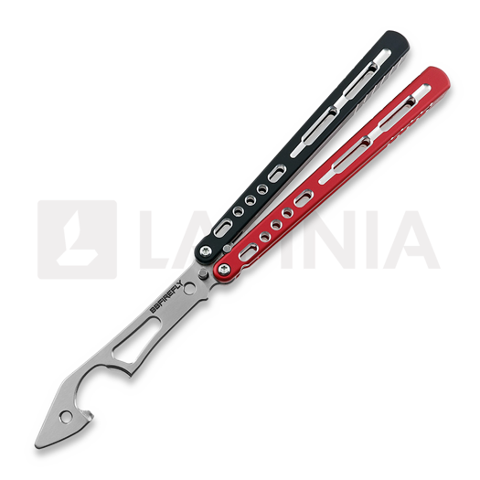 BBbarfly KS Knife Style opener V2 perhosveitsi harjoitteluun, Red And Black
