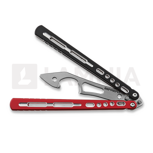 BBbarfly KS Knife Style opener V2 perhosveitsi harjoitteluun, Red And Black