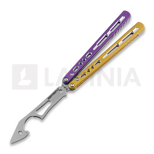 BBbarfly KS Knife Style Opener ZX-1 balisong trainer, Purple And Gold