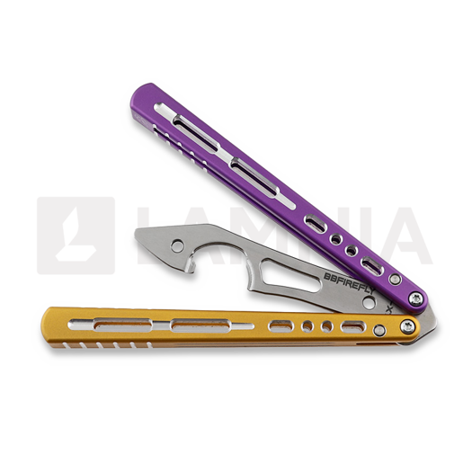 BBbarfly KS Knife Style Opener ZX-1 balisong trainer, Purple And Gold