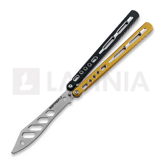 BBbarfly Trainer V2 balisong trainer, Black And Gold