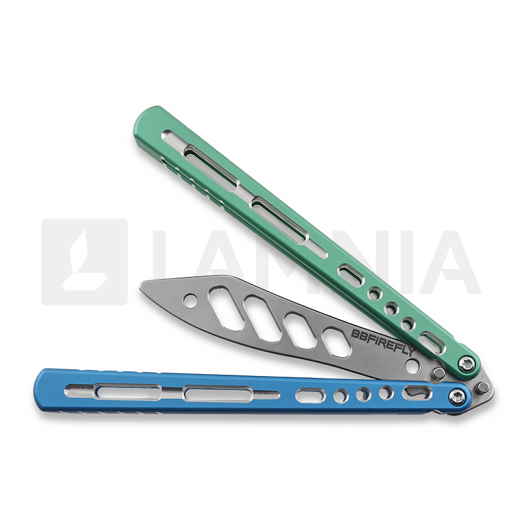 BBbarfly Trainer V2 balisong trainer, Blue And Green