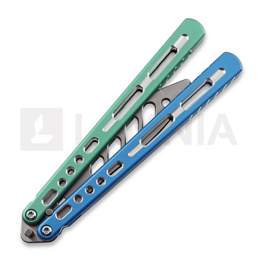 BBbarfly Trainer V2 balisong trainer, Blue And Green