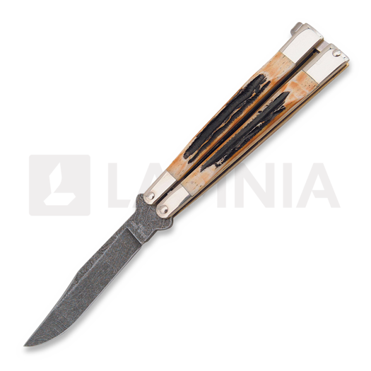 Bear & Son Balisong Damascus Stag balisong