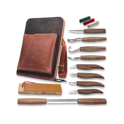 BeaverCraft Deluxe Large Wood Carving Set With Walnut Handles S50X