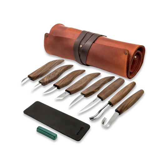 BeaverCraft Deluxe Wood Carving Set With Walnut Handles S18X