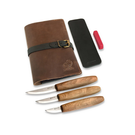 BeaverCraft Premium Whittling Set With Walnut Handles S19X