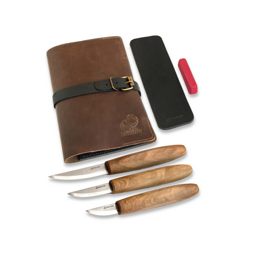 BeaverCraft Premium Whittling Set With Walnut Handles S19X