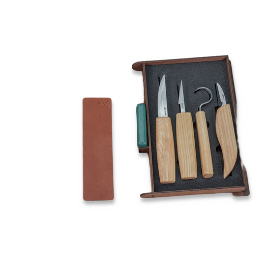 BeaverCraft Set of 4 Knives in gift book-box S09BOOK