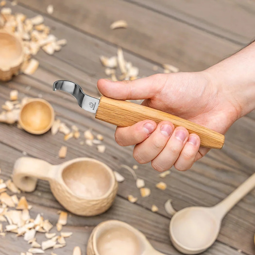 BeaverCraft Spoon Carving Hook Knife 25 mm, tammi SK1OAK