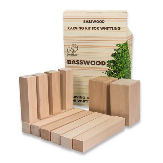 BeaverCraft Wood Carving Blocks set 12pcs Basswood BW12