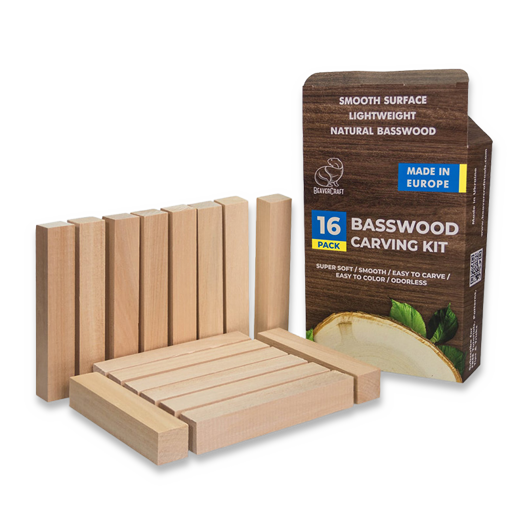 BeaverCraft Wood Carving Blocks set 16pcs Basswood BW16