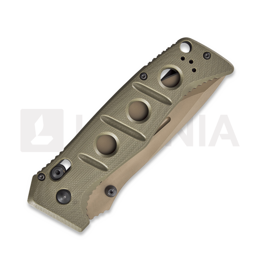 Benchmade Adamas CruWear Flat Earth Cerakote kääntöveitsi, oliivinvihreä, combo terä 275SFE-04