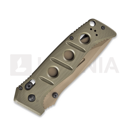 Benchmade Adamas CruWear Flat Earth Cerakote k&auml;&auml;nt&ouml;veitsi, oliivinvihre&auml;, combo ter&auml; 275SFE-2