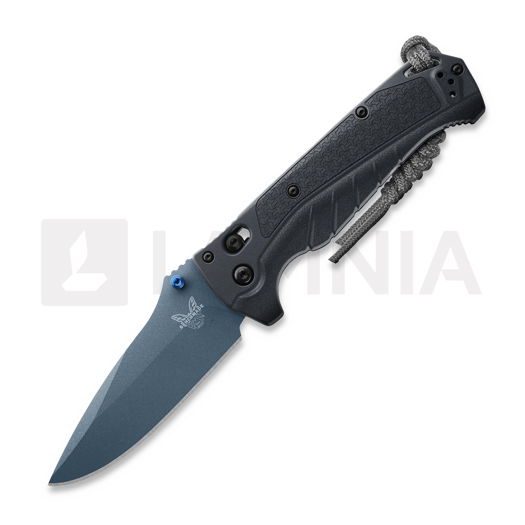 Benchmade Adira Blue Titanium Cerakote 접이식 나이프, tempest gray grivory 18060BT-01